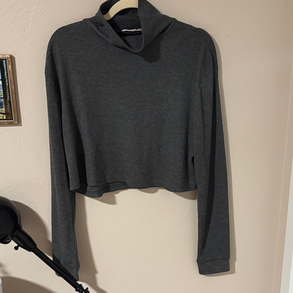 Double Zero Charcoal Waffle Turtleneck